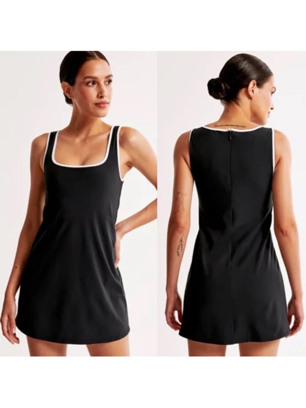 Abercrombie & Fitch Sleeveless Black Shift Dress with Cream Trim Size Small